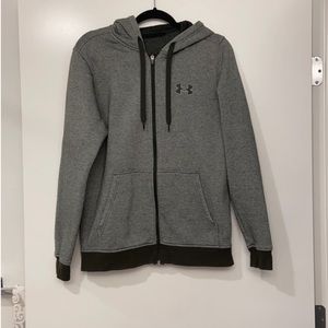 Under Armor ✨Forest green striped zip up hoodie Men size M